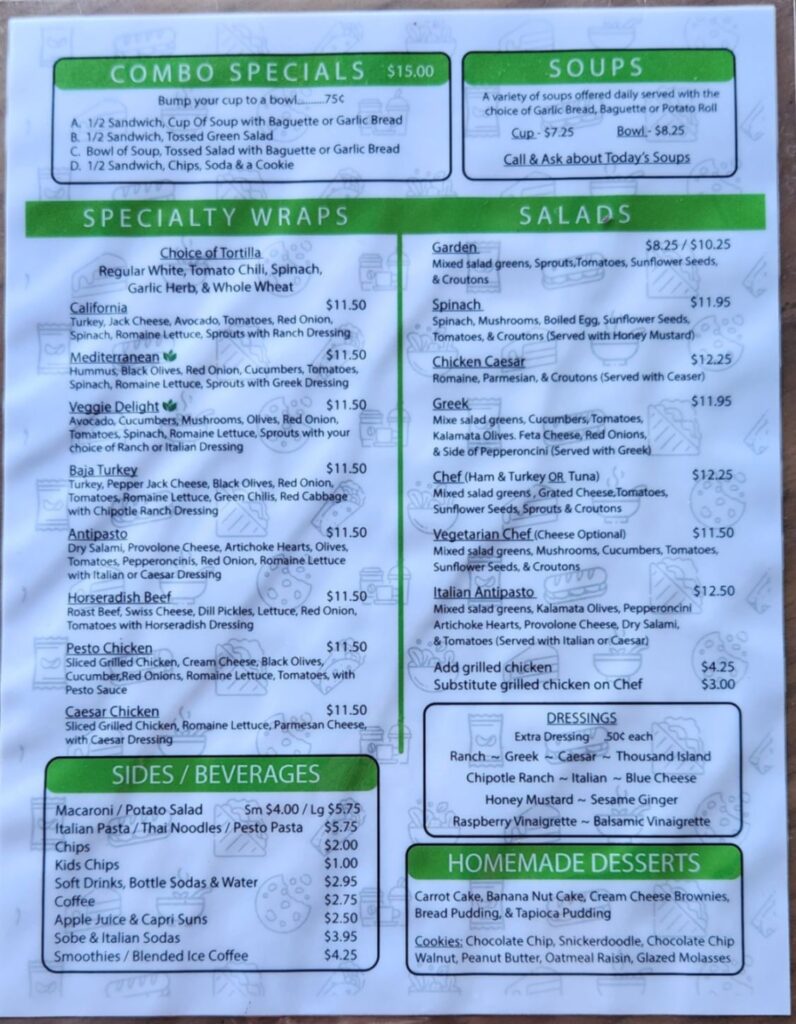 Squeeze Inn Sandwich Shop Menu 5