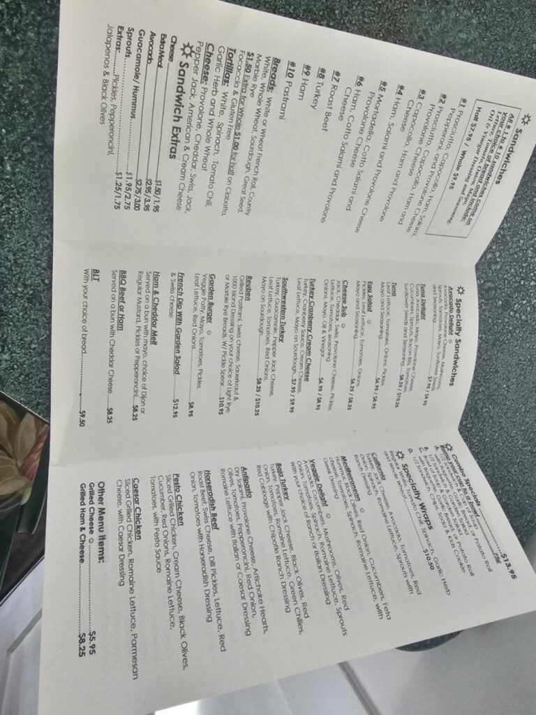 Squeeze Inn Sandwich Shop Menu 8